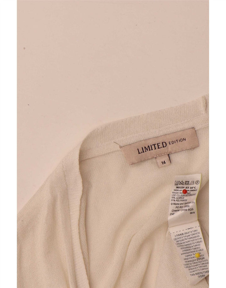 Marks & Spencer Pull cardigan long pour femme UK 14 Medium Off White