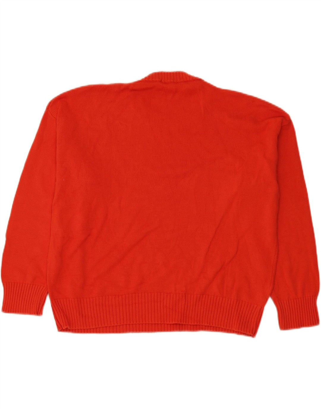 Maglione maglione girocollo oversize da donna Benetton UK 14 cotone rosso medio