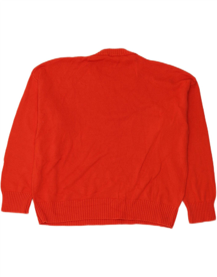 Maglione maglione girocollo oversize da donna Benetton UK 14 cotone rosso medio