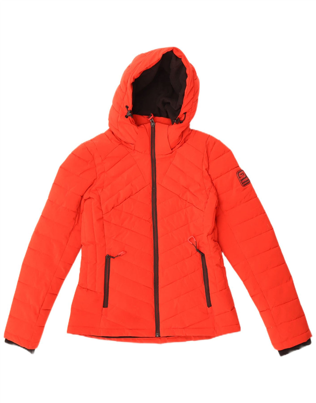 Damska wyściełana kurtka z kapturem Superdry UK 8, mała, czerwona, poliester