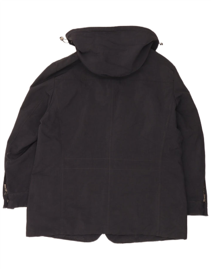 Trussardi Mens Hooded Windbreaker Jacket IT 56 3XL Black Polyamide