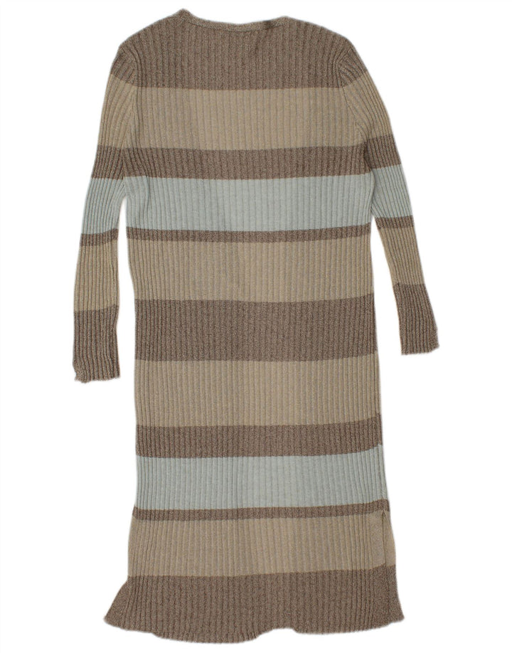 Zara Womens Longline Cardigan Sweater UK 12 Medium Multicoloured Striped