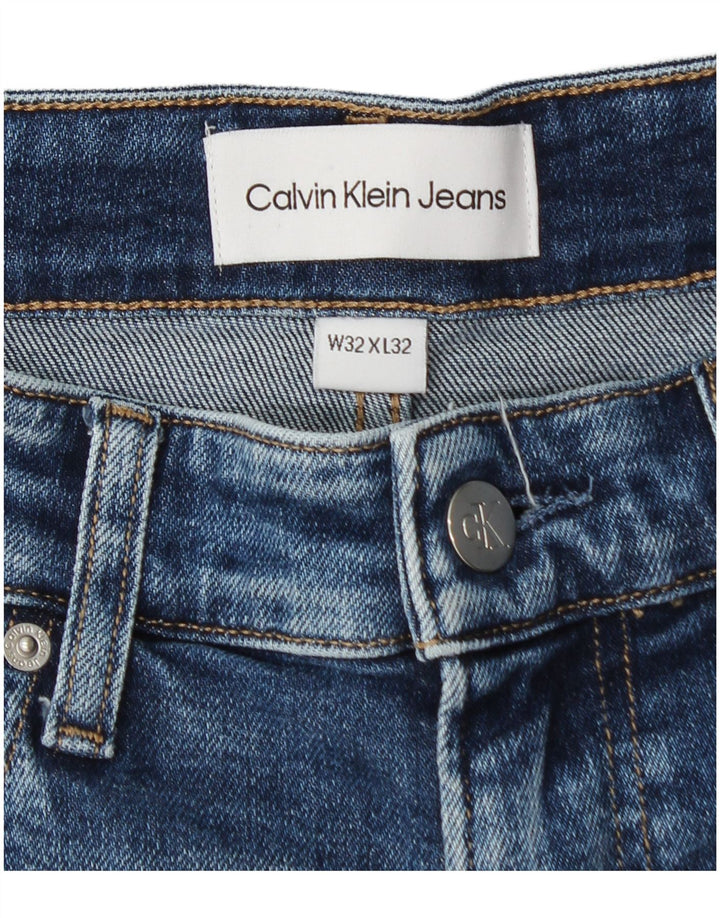Calvin Klein Mens Straight Jeans W32 L27 Blue Cotton