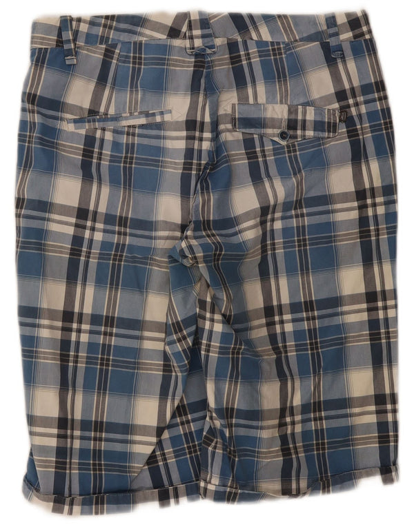 Dondup Mens Chino Shorts W33 Medium Blue Check