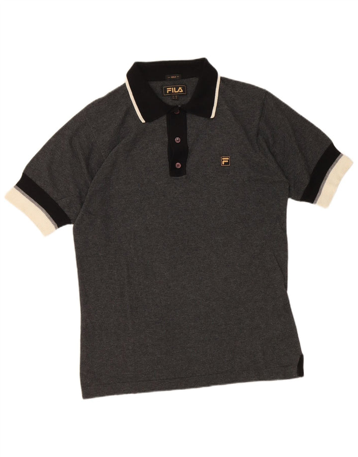 Fila Mens Polo Shirt Small Grey Colourblock Cotton