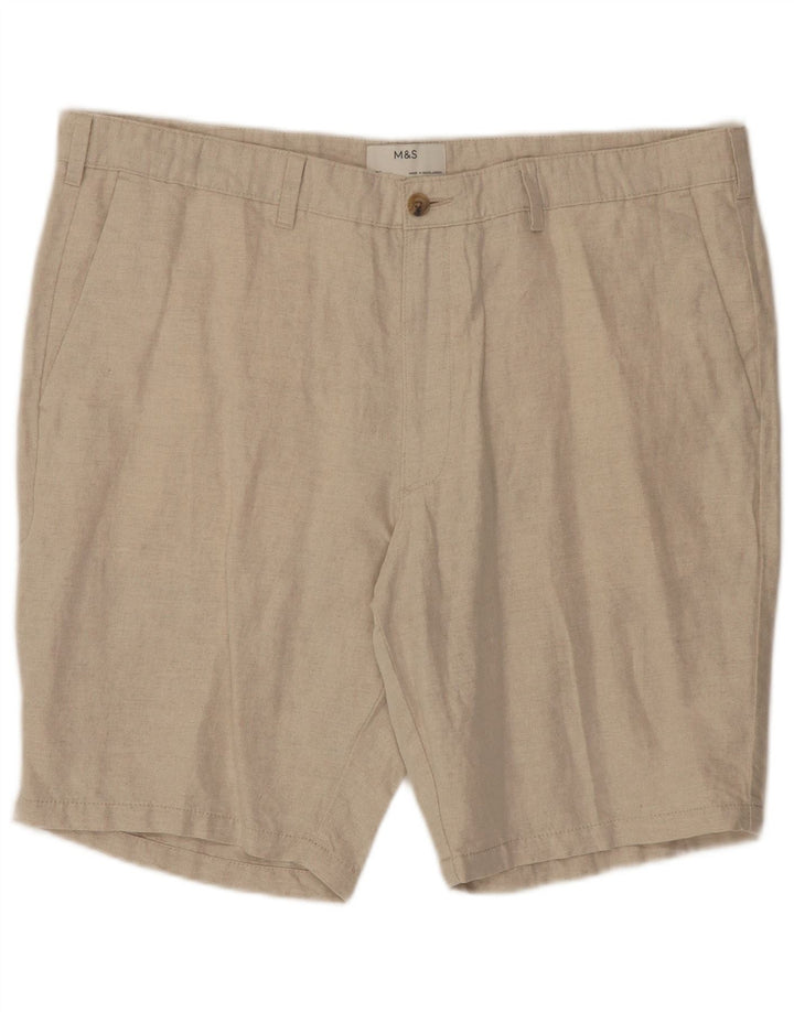 Marks & Spencer Mens Chino Shorts W40 XL Beige Linen