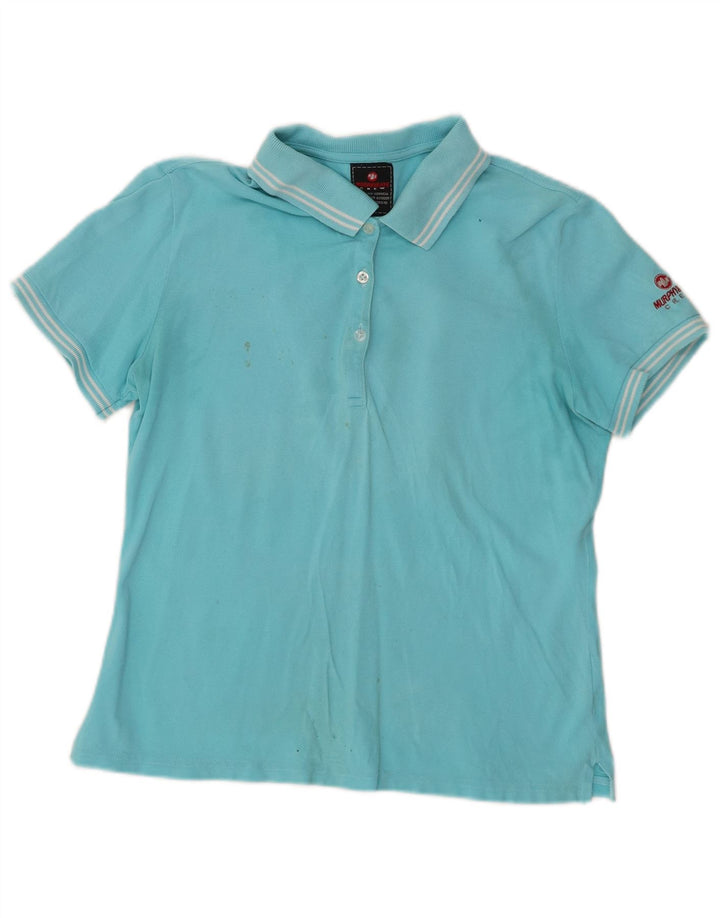 Murphy & Nye Dame Polo Shirt UK 12 Mellem blå stribet bomuld