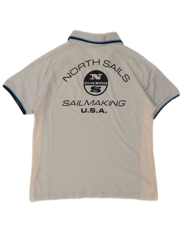 North Sails Mens Graphic Polo Shirt Large Blue Colourblock Cotton