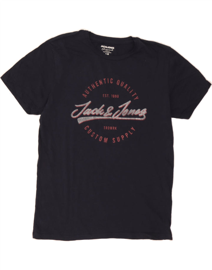 JACK & JONES Mens Graphic T-Shirt Top Medium Navy Blue Cotton Vintage Jack & Jones and Second-Hand Jack & Jones from Messina Hembry 