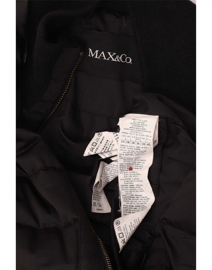 Max & Co. Wattierter Damenmantel UK 8 Small Schwarz Polyester