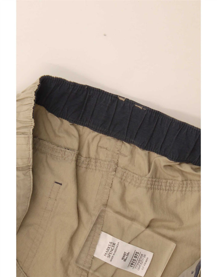 Marks & Spencer Mens Cargo Shorts W34 Large  Beige Cotton