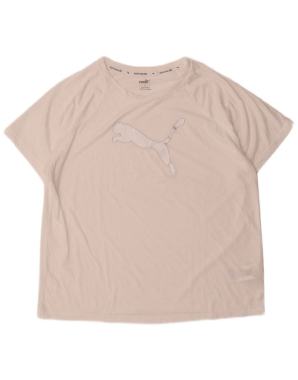T-shirt grafica da uomo Puma Top grande in poliestere bianco