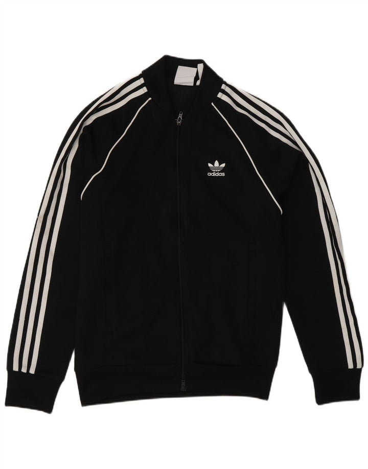 Adidas Mens Regular Fit Chándal Top Chaqueta Pequeña Poliéster Negro