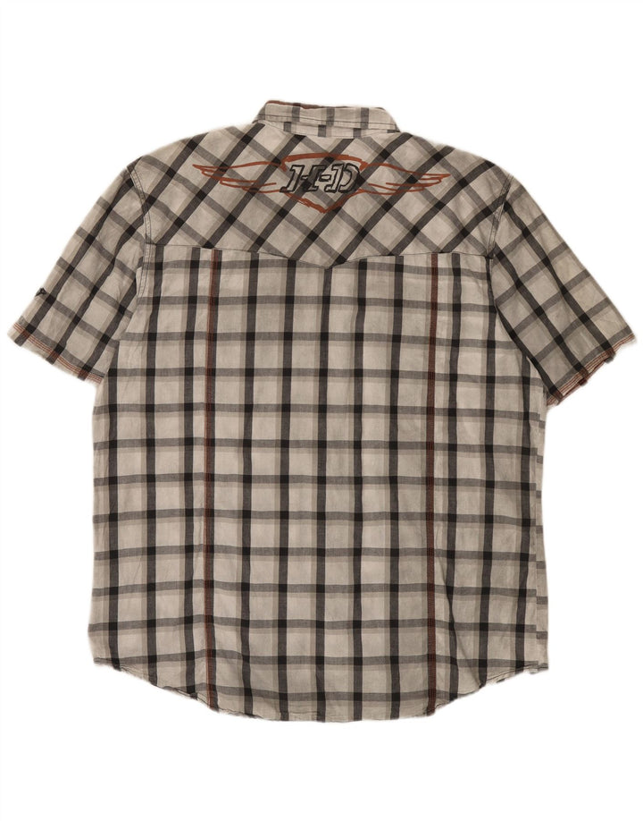 Harley Davidson Chemise graphique à manches courtes pour homme XL en coton à carreaux gris