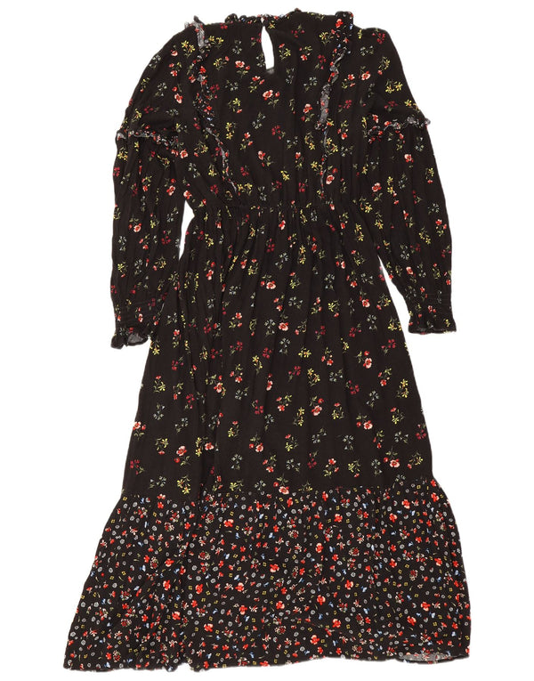 Marks & Spencer Damen Maxikleid UK 10 Small Schwarz geblümte Viskose