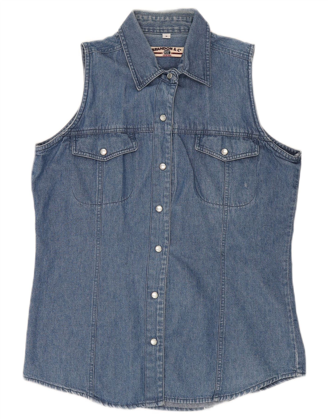 Camicia di jeans senza maniche da donna Brandon & C UK 14 Blu medio