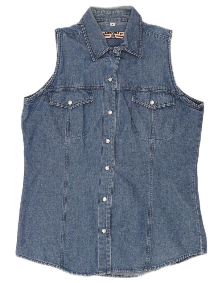 Camicia di jeans senza maniche da donna Brandon & C UK 14 Blu medio