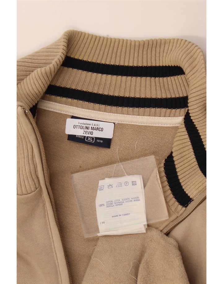 Champion Mens Tracksuit Top Jacket XL Beige Striped Cotton
