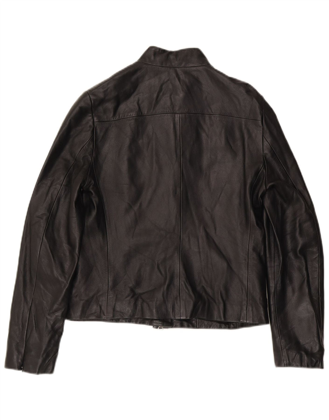 French Connection Womens Leather Jacket UK 12 Medium Black Leather