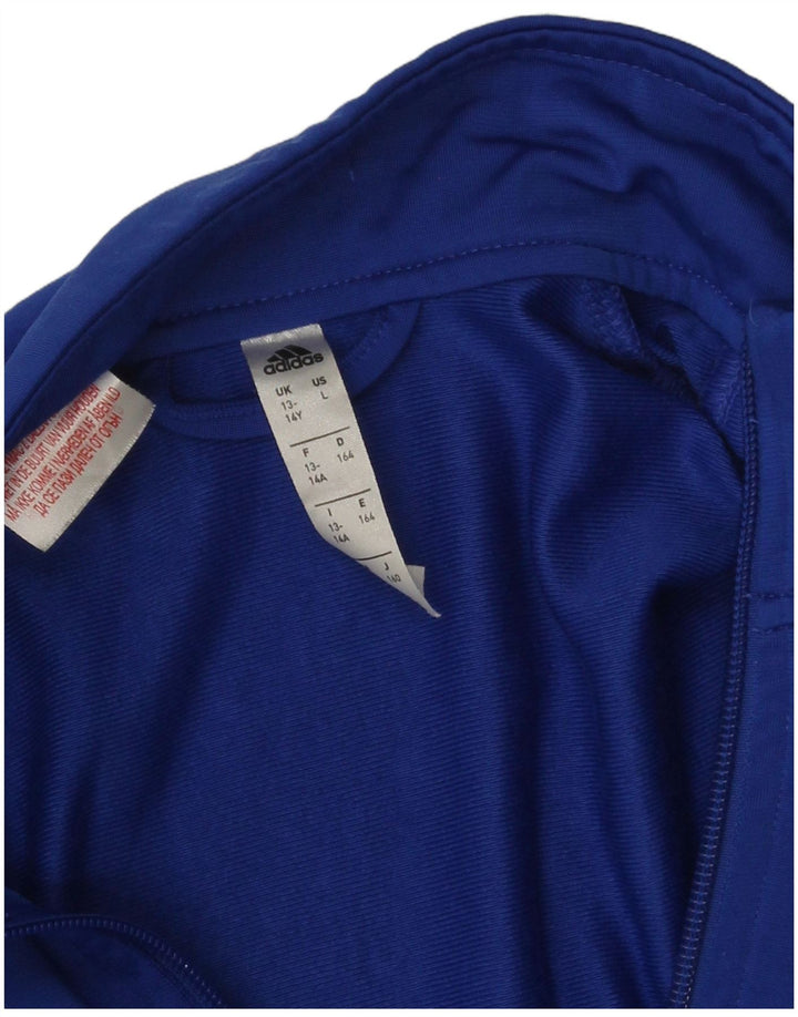 Adidas Boys Tracksuit Top Jacket 13-14 Years Blue Polyester