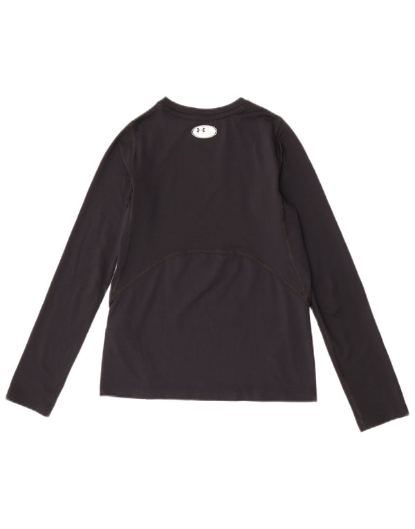 Under Armour Girls Heat Gear Top Long Sleeve 9-10 Years Medium Black