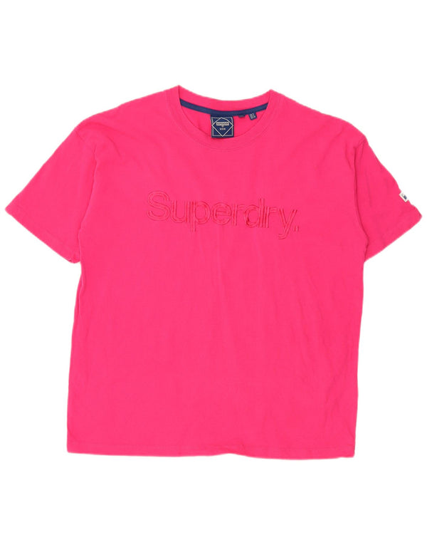 Superdry Womens Short Sleeve Graphic T-Shirt Top UK 8 Small Pink Polyester