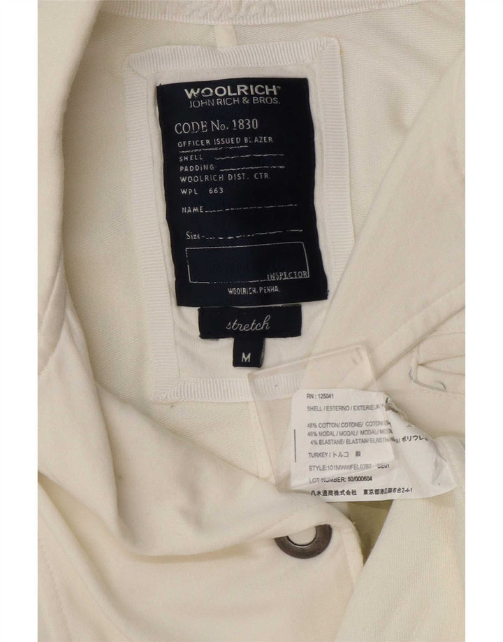 Woolrich Dame 3 Button Blazer Jacket UK 12 Medium Off White Bomuld