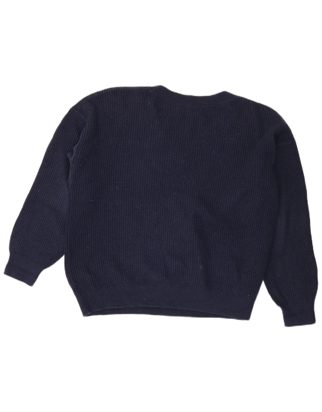 Marks & Spencer Womens Crop V-Neck Jumper Sweater UK 14 Medium Navy Blue