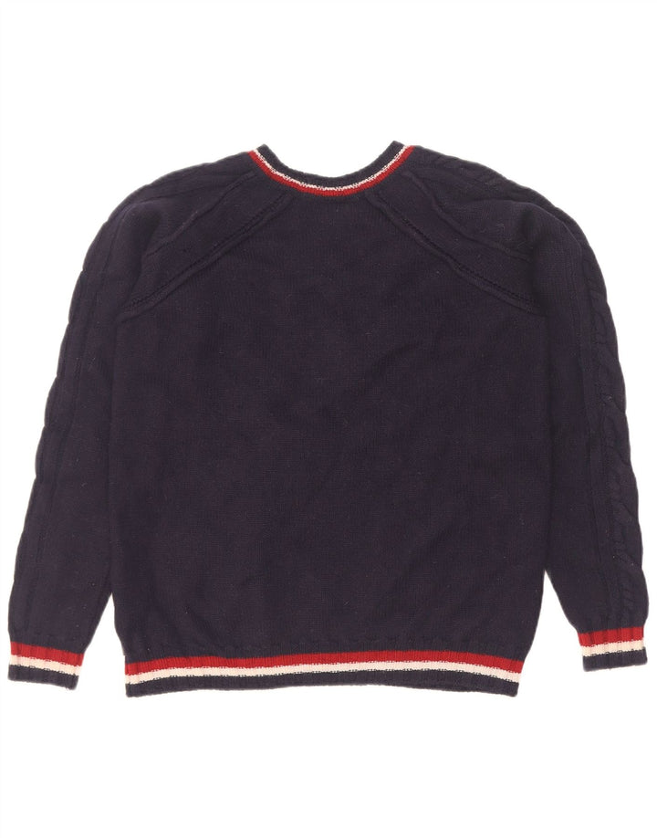 Just Cavalli Womens V-Neck Jumper Sweater UK 14 Medium Navy Blue