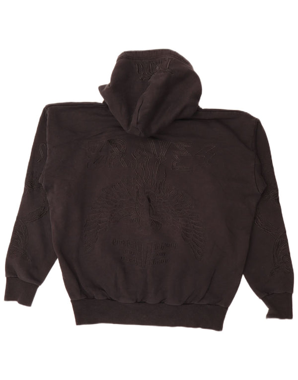 Diesel Uomo Felpa con cappuccio grafica ampia e vestibilità ampia, cotone nero medio