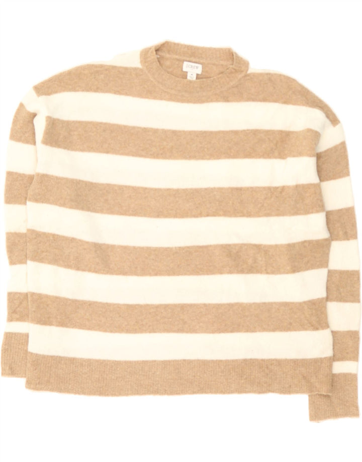 J. CREW Womens Crew Neck Jumper Sweater UK 14 Medium Beige Striped Vintage J. Crew and Second-Hand J. Crew from Messina Hembry 