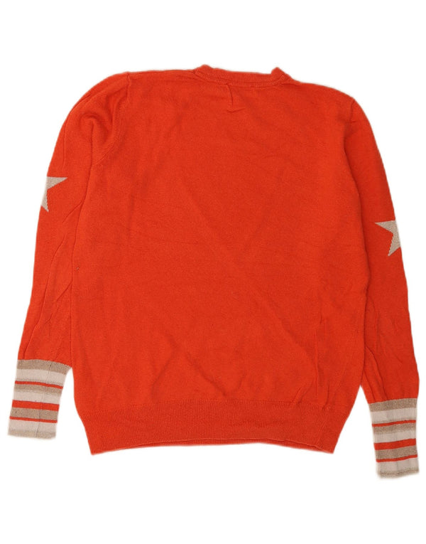 MINT FLØJL Dame grafisk sweater med rund hals, UK 6 XS orange stribet