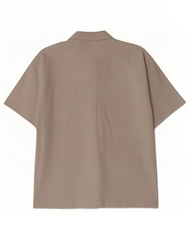 vintage Chemise à manches courtes pour hommes Grand coton à chevrons gris