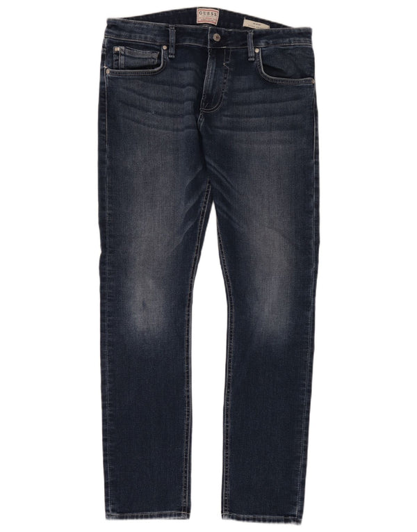Guess Mens Miami Super Skinny Jeans W34 L32 Navy Blue Cotton
