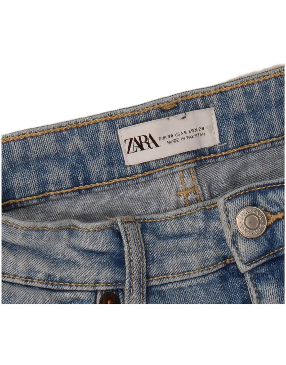 Blugi ZARA dama Bootcut EU 38 Mici W28 L25 Albastru