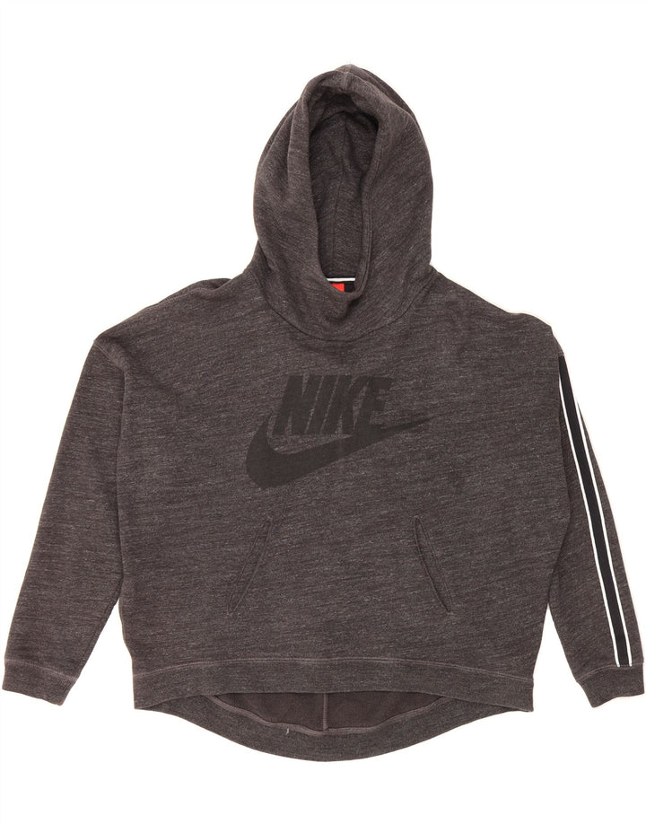 NIKE Womens Oversized Graphic Hoodie Jumper UK 14 Medium Grey Cotton Vintage Nike and Second-Hand Nike from Messina Hembry 