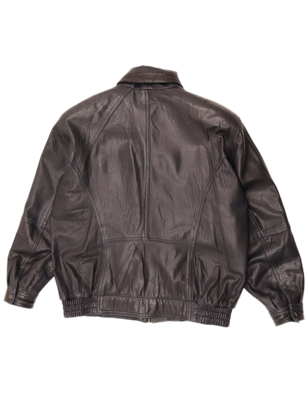 Vintage Mens Leather Jacket EU 52 XL Navy Blue Leather