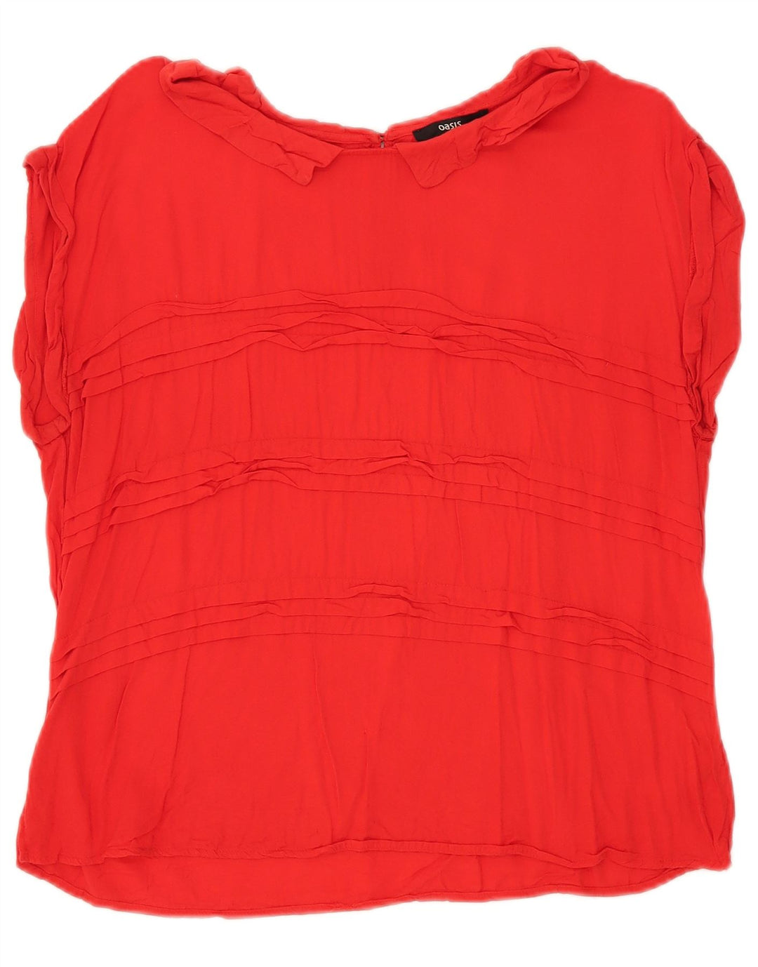 Oasis Dame Bluse Top UK 16 Stor Rød Viscose