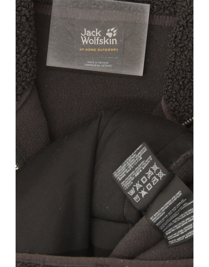 Jack Wolfskin Womens Oversized Fleece Overcoat UK 6 XS Grey Polyester