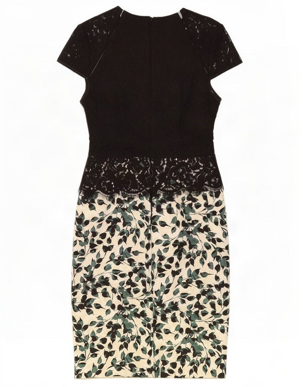 Phase Eight Womens Sheath Dress UK 12 Medium Black Floral Nylon