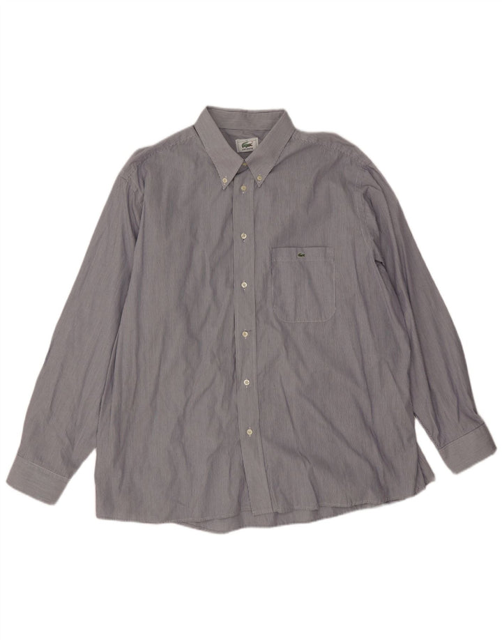 Lacoste Mens Shirt Size 45 XL Blue Pinstripe Cotton