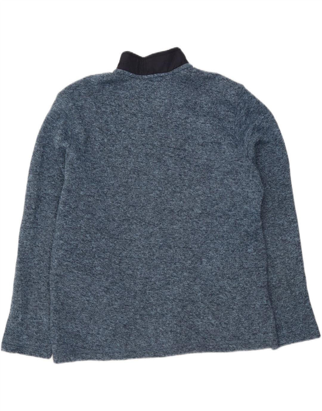 EDDIE BAUER Mens Zip Neck Sweatshirt Jumper XL Navy Blue Flecked Polyester Vintage Eddie Bauer and Second-Hand Eddie Bauer from Messina Hembry 