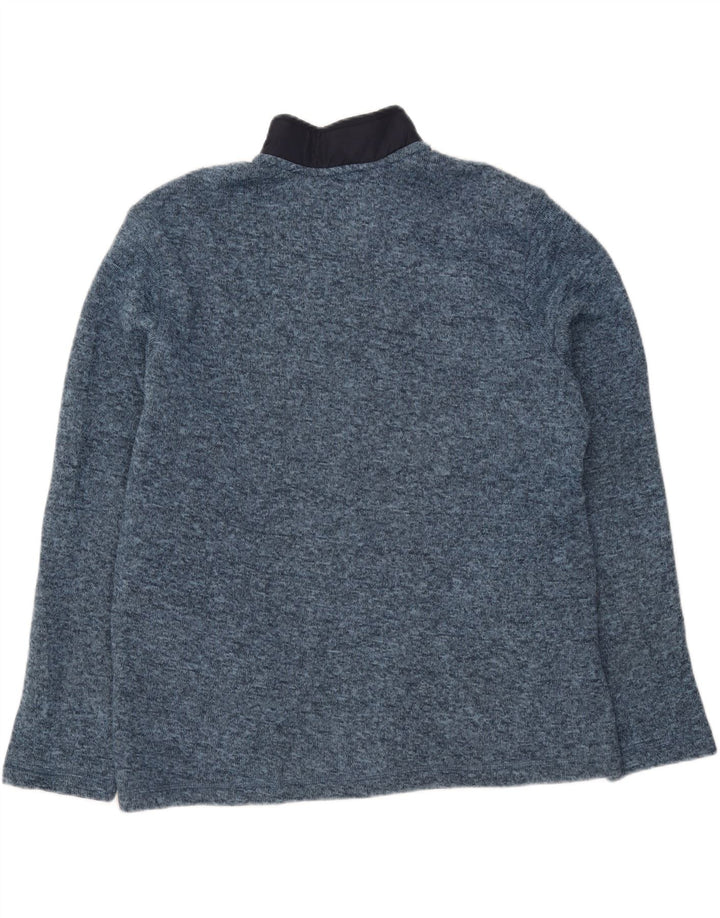 EDDIE BAUER Mens Zip Neck Sweatshirt Jumper XL Navy Blue Flecked Polyester Vintage Eddie Bauer and Second-Hand Eddie Bauer from Messina Hembry 