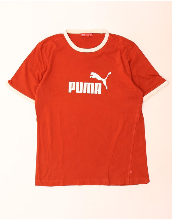 Puma Mens Graphic T-Shirt Top Large Orange Cotton