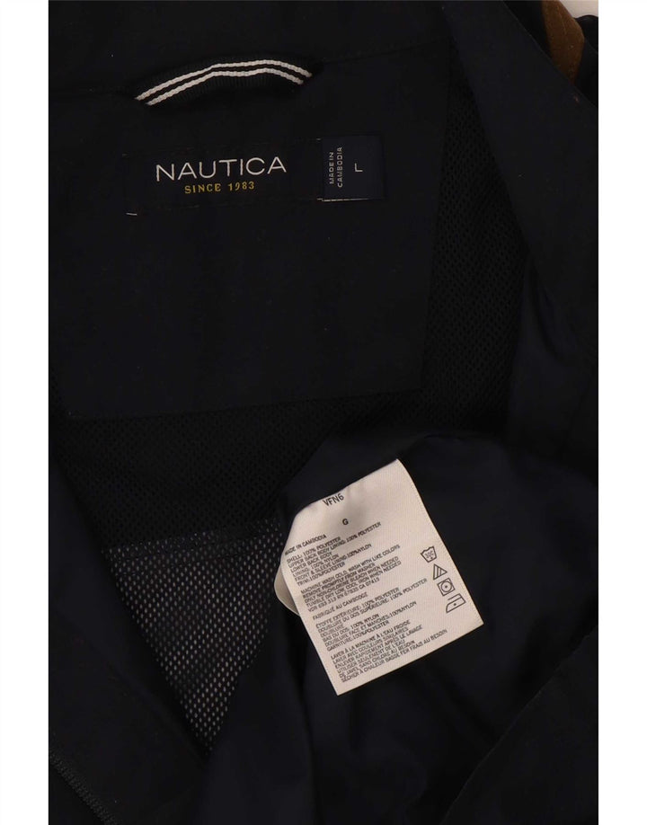 Nautica Mens Bomber Jacket UK 40 Large Navy Blue Polyester