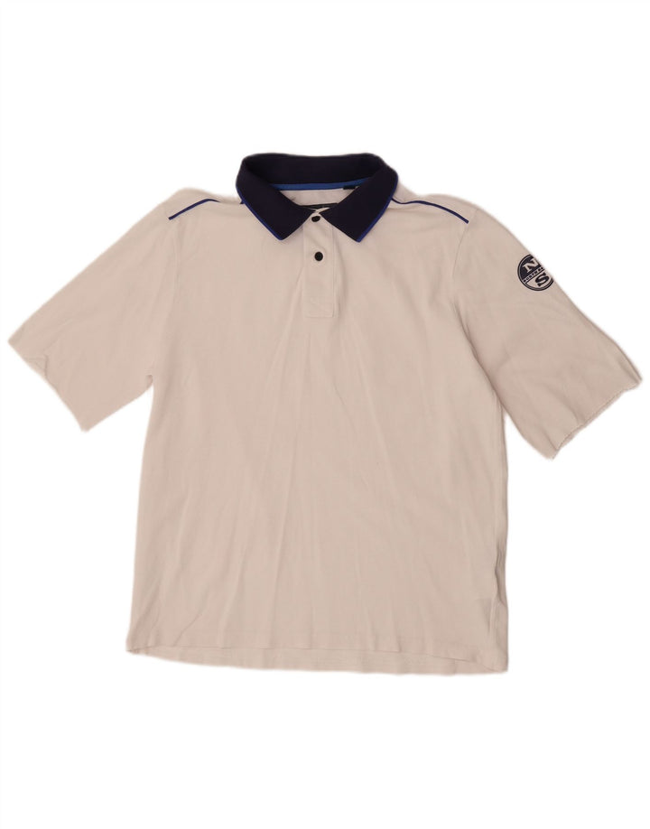 North Sails Mens Polo Shirt Medium White Colourblock Cotton