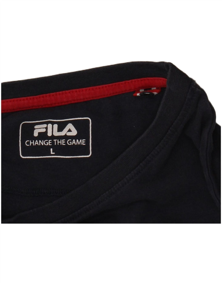Fila Mens Graphic T-Shirt Top Large Navy Blue