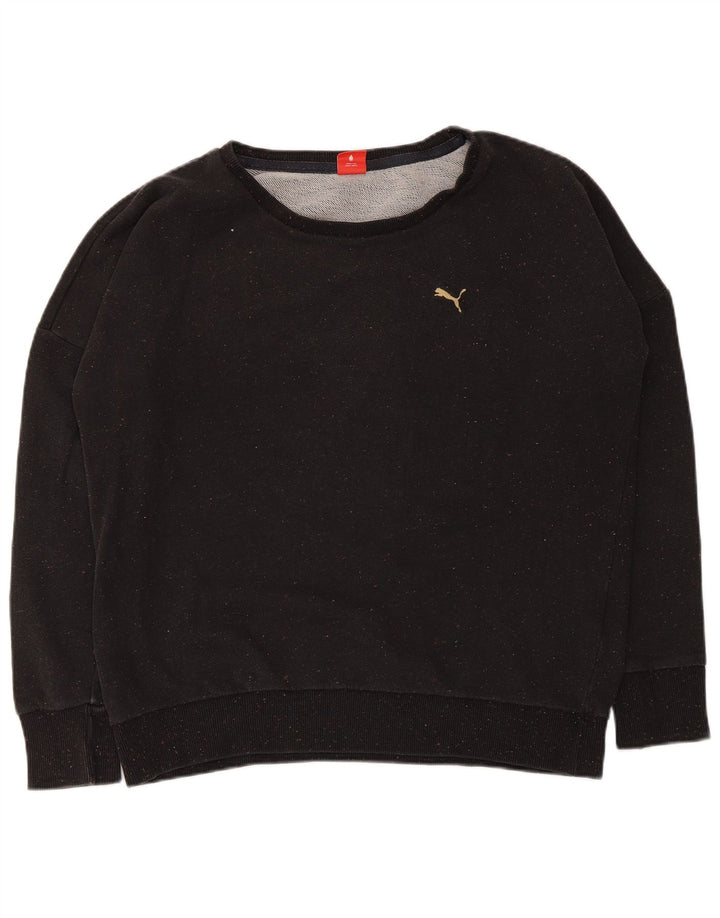 Puma Womens Oversized Sweatshirt Jumper UK 16 Large Black Flecked Cotton