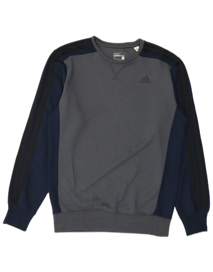 Adidas Mens Climalite Sweatshirt Jumper Small Blue Colourblock Polyester