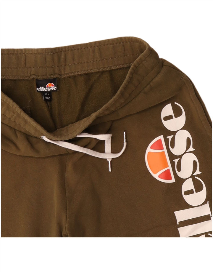 Ellesse Mens Graphic Sport Shorts Large Khaki Cotton
